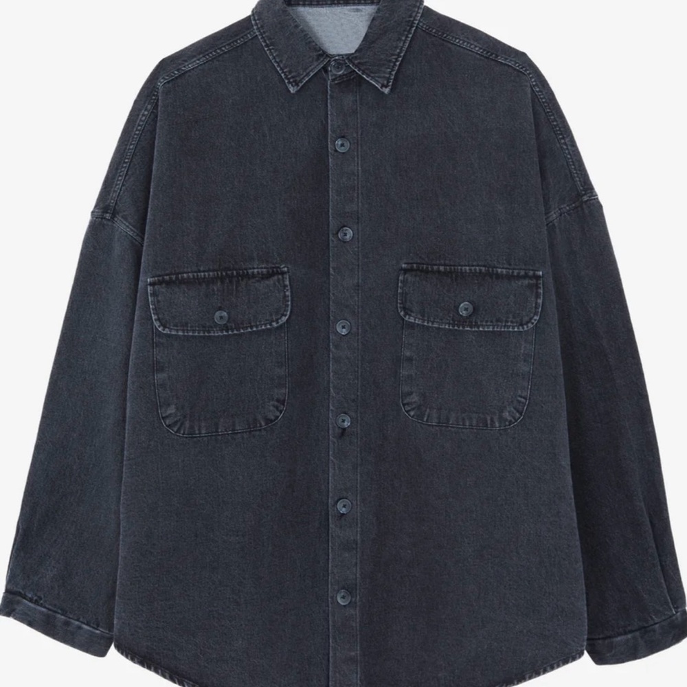Frankie Shop Gray Denim Button-Up Shirt